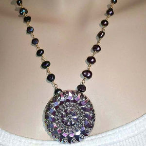 Vintage Czech Glass W/Freshwater Pearl Chain